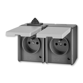 ABB zásuvka venkovní dvojnásobná 5518-2029 S IP44 šedá